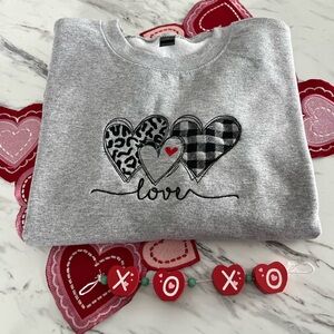 Gray Love Heart Sweatshirt